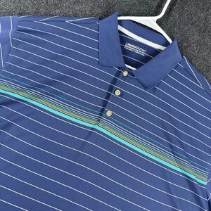 Nike Golf Polo Shirt Mens XXL 2XL Blue Striped Fit Dry Short Sleeve Athletic